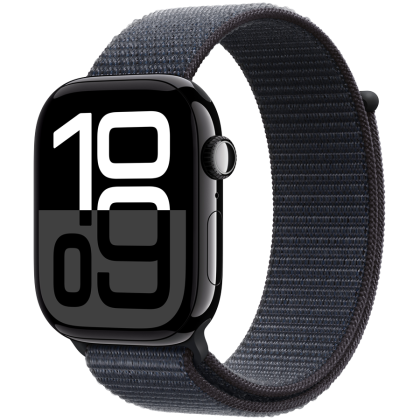 Apple Watch Series 10 GPS + Cellular 42mm Jet Black Aluminium Case with Ink Sport Loop,Model A3001