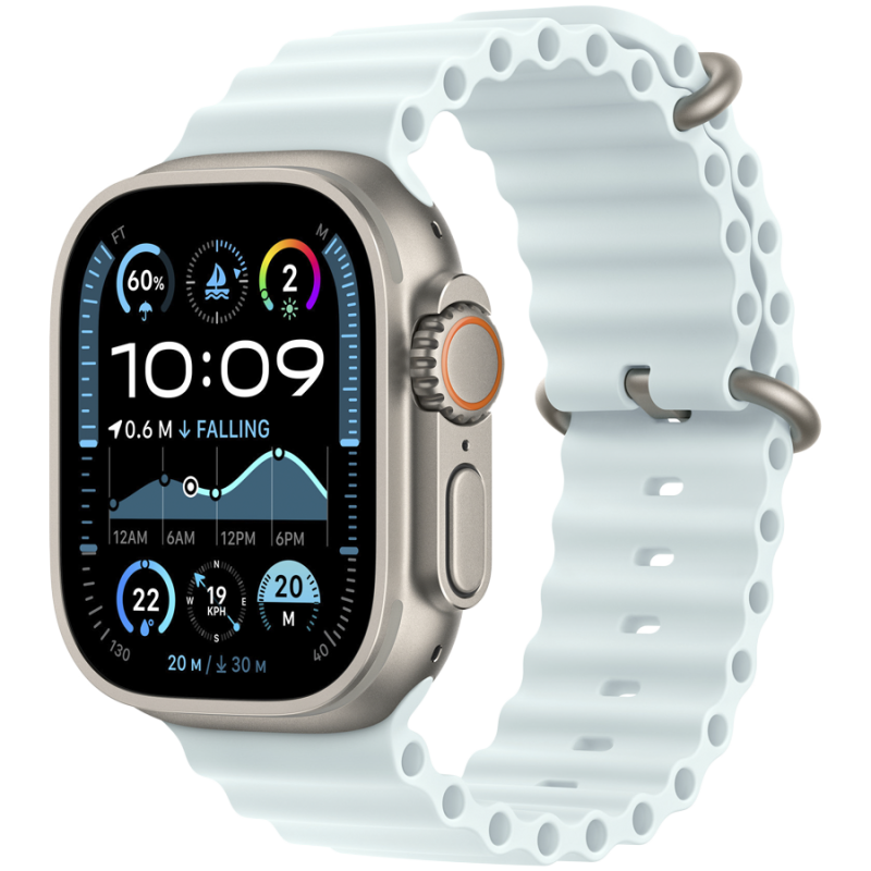 49mm Ice Blue Ocean Band Extension - Natural Titanium Finish - Image 2
