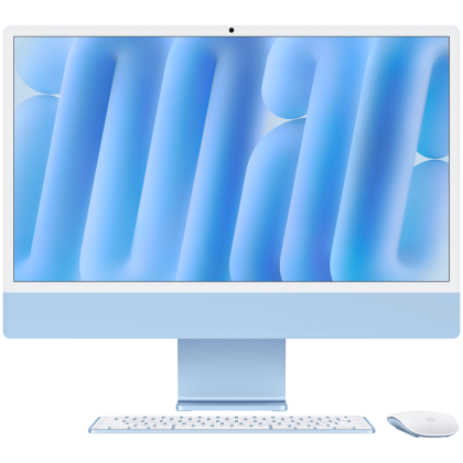 24-inch iMac with Retina 4.5K display: Apple M4 chip with 10‑core CPU and 10‑core GPU, 16GB, 256GB SSD - Blue,Model A3137
