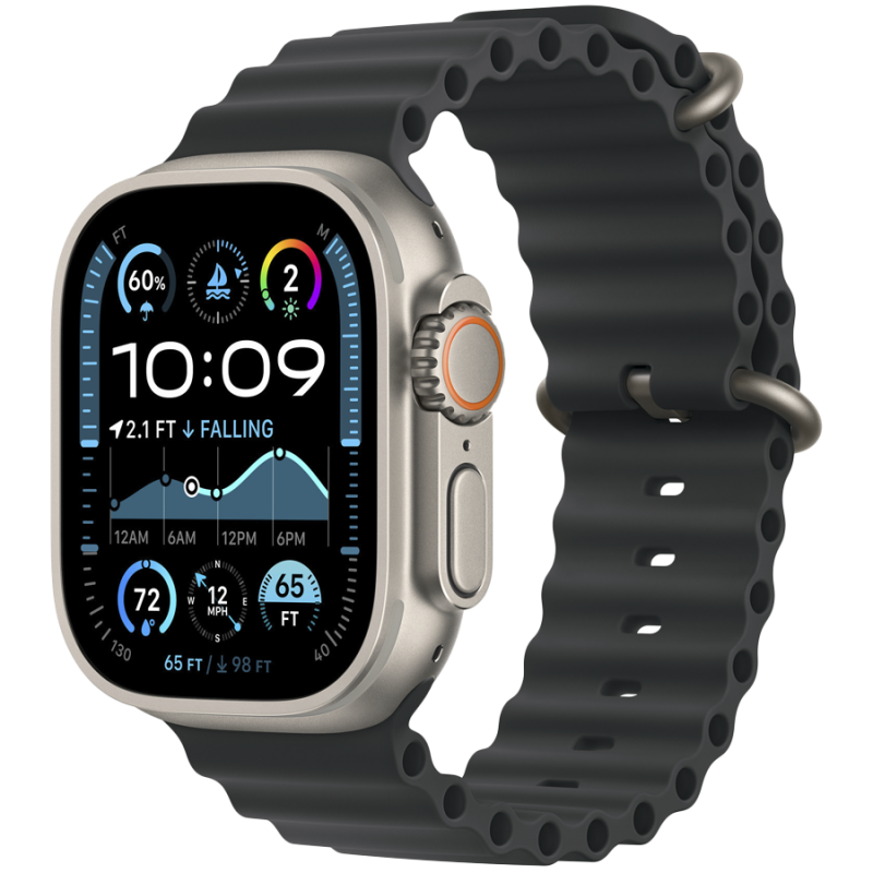49mm Black Ocean Band - Natural Titanium Finish - Image 2
