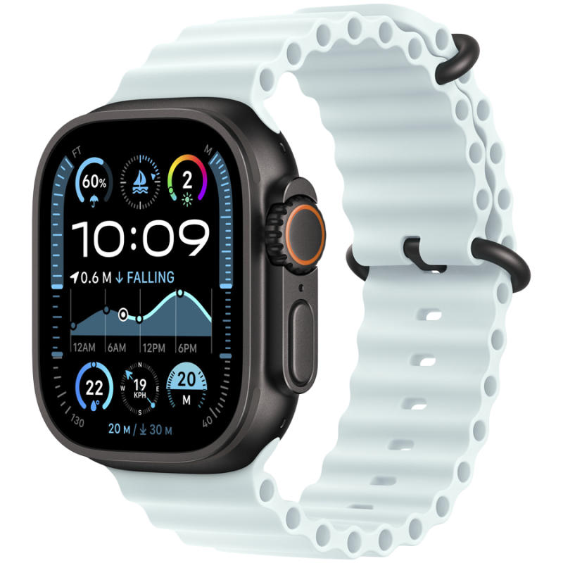 49mm Ice Blue Ocean Band - Black Titanium Finish - Image 2