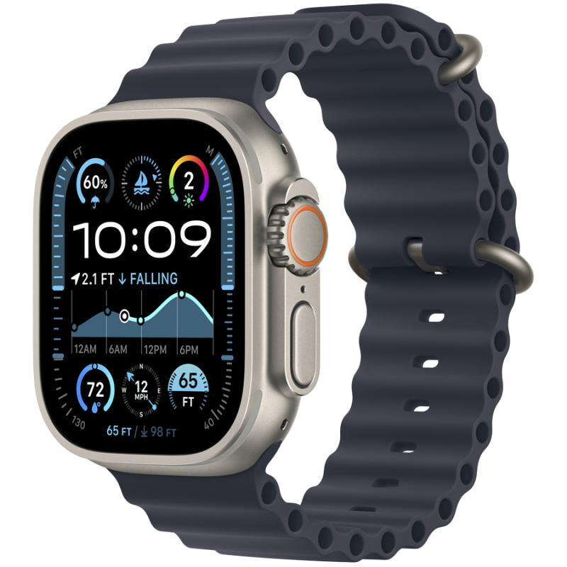 49mm Navy Ocean Band - Natural Titanium Finish - Image 2
