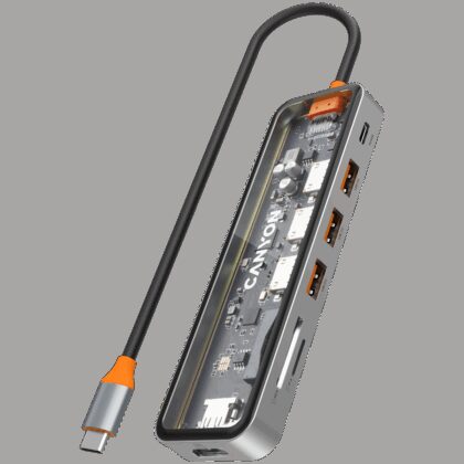CANYON hub DS-13 7in1 4k USB-C Transparent Space Grey