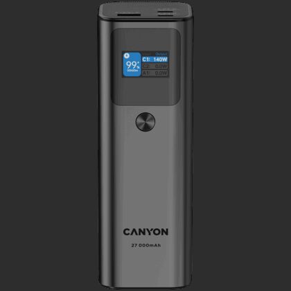 CANYON power bank PB-2010 TFT 27000 mAh 97.2Wh PD140W QC 3.0 Dark Grey