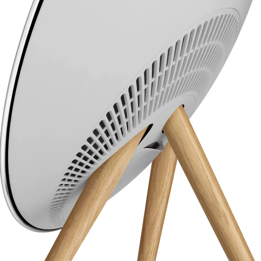 Beosound A9 5th Gen Speaker Natural Alu (Back Grey Mist/Cover Kvadrat Light Grey/Legs Oak) - Image 4