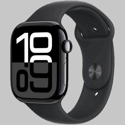 Apple Watch Series 10 GPS + Cellular 46mm Jet Black Aluminium Case with Black Sport Band - S/M,Model A3003