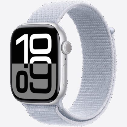 Apple Watch Series 10 GPS + Cellular 46mm Silver Aluminium Case with Blue Cloud Sport Loop,Model A3003