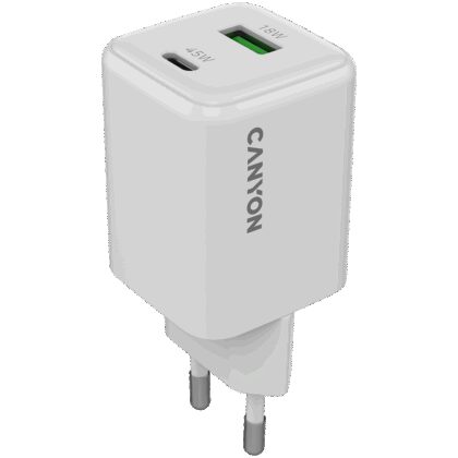 CANYON charger CU45AC GaN 45W 1xPD 1xQC EU White