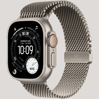 Apple Watch Ultra 3 GPS + Cellular 49mm Natural Titanium Case with Natural Titanium Milanese Loop - Large,Model A3281