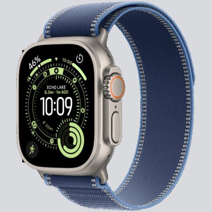 Apple Watch Ultra 3 GPS + Cellular 49mm Natural Titanium Case with Blue/Bright Blue Trail Loop - M/L,Model A3281