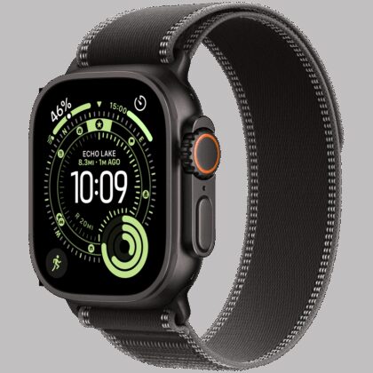Apple Watch Ultra 3 GPS + Cellular 49mm Black Titanium Case with Black/Charcoal Trail Loop - M/L,Model A3281