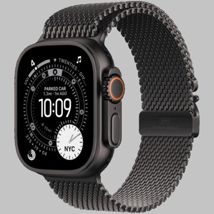 Apple Watch Ultra 3 GPS + Cellular 49mm Black Titanium Case with Black Titanium Milanese Loop - Large,Model A3281