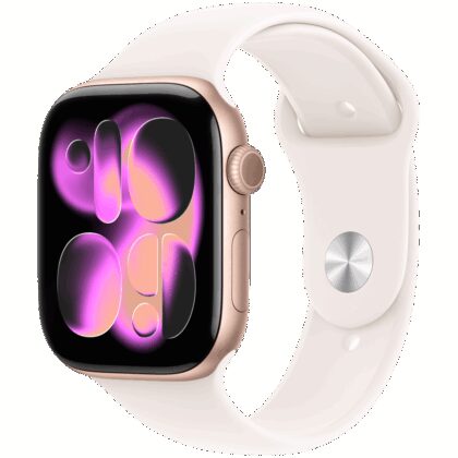 Apple Watch Series 11 GPS 46mm Rose Gold Aluminium Case with Light Blush Sport Band - M/L,Model A3333