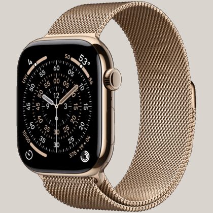 Apple Watch Series 11 GPS + Cellular 46mm Gold Titanium Case with Gold Milanese Loop - M/L,Model A3337