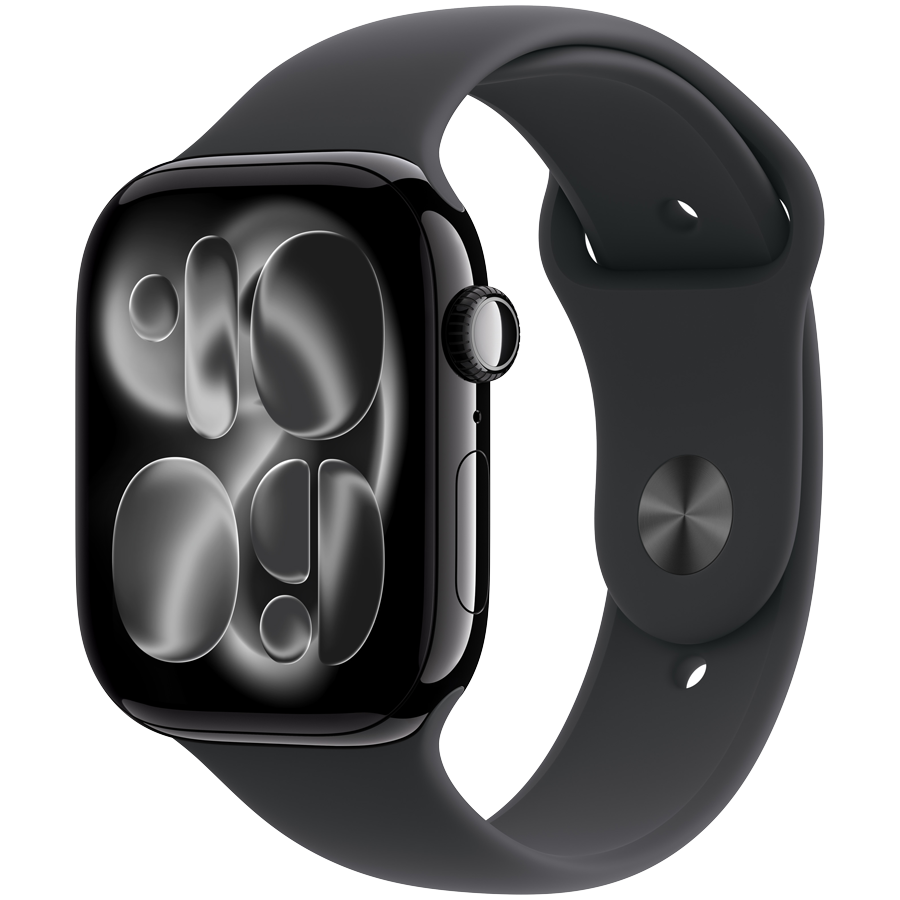 Apple Watch Series 11 GPS + Cellular 46mm Jet Black Aluminium Case with Black Sport Band - M/L,Model A3337