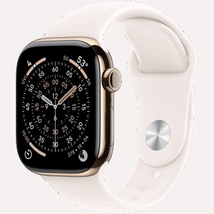 Apple Watch Series 11 GPS + Cellular 42mm Gold Titanium Case with Light Blush Sport Band - M/L,Model A3335