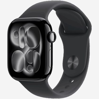 Apple Watch Series 11 GPS + Cellular 42mm Jet Black Aluminium Case with Black Sport Band - M/L,Model A3335