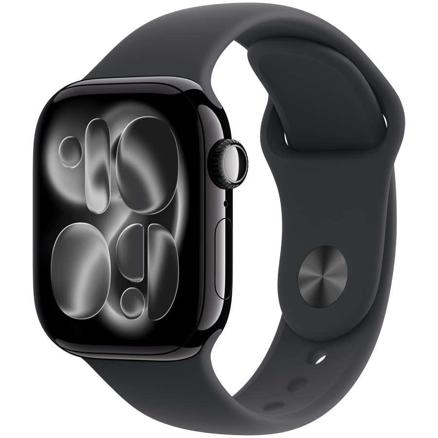 Apple Watch Series 11 GPS + Cellular 42mm Jet Black Aluminium Case with Black Sport Band - M/L,Model A3335