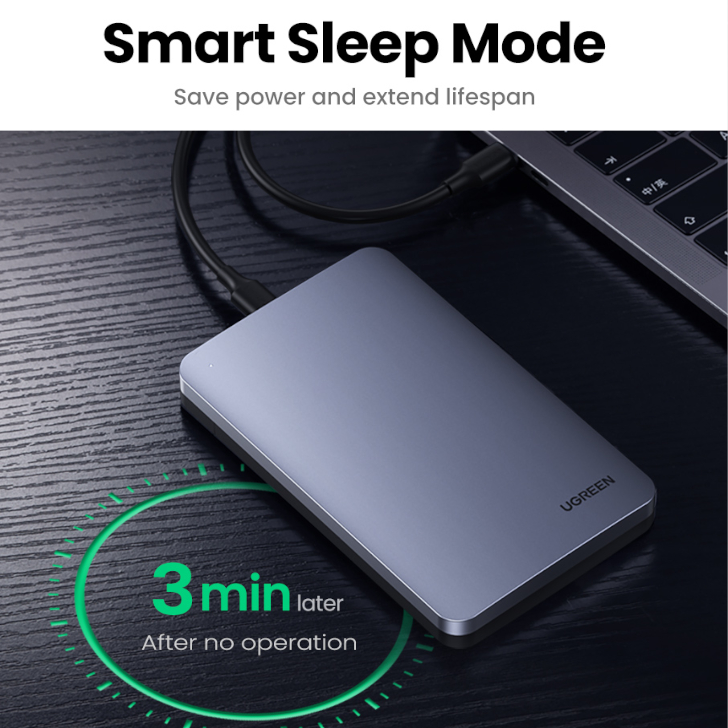 UGreen CM300 2.5 inch USB Type-C Hard Drive Enclosure - Silver - Image 2