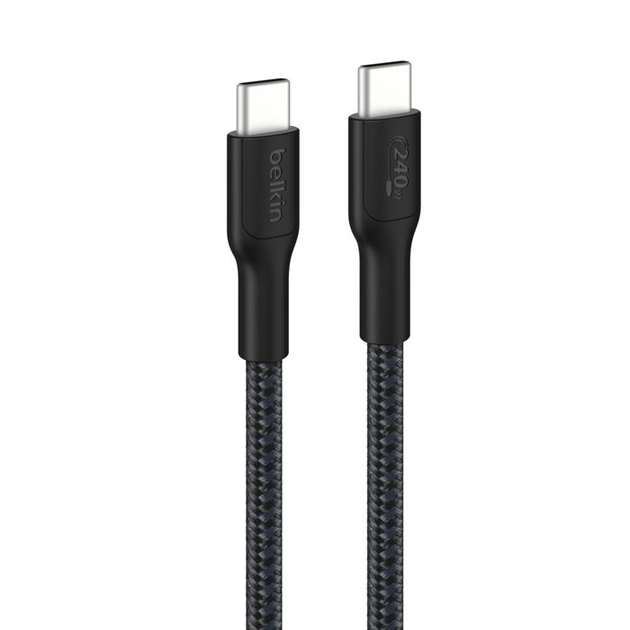Belkin - Eco Braided USB-C to USB-C Cable 3 Meters - 240 Watt - Black