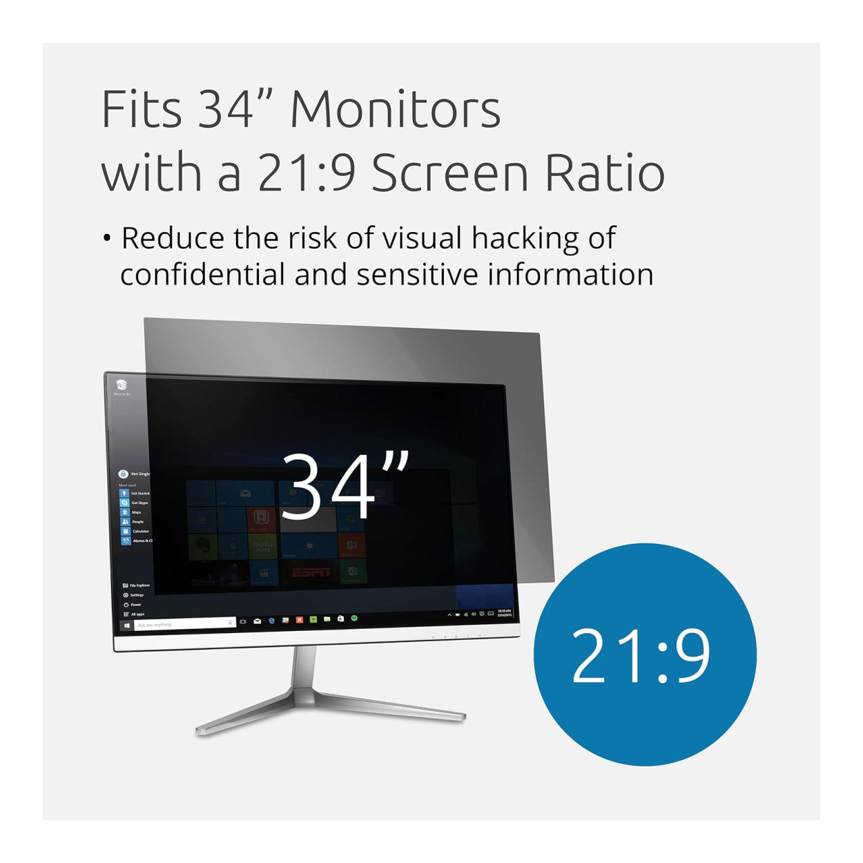 Kensington 34-inch 2-way Removable Monitor Privacy Screen Filter 627436 - Image 2