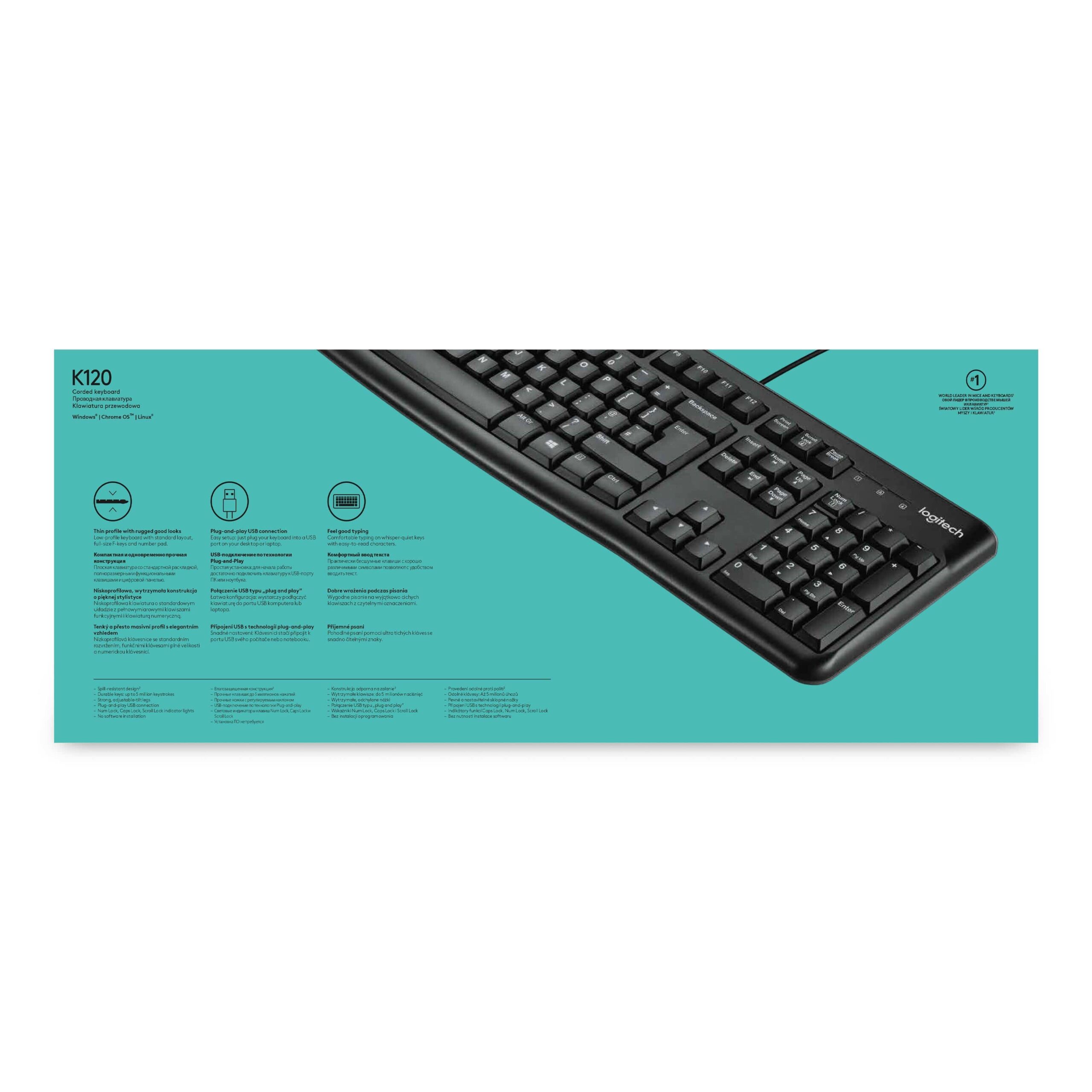 Logitech K120 Wired Keyboard Black 920-002479 - Image 3