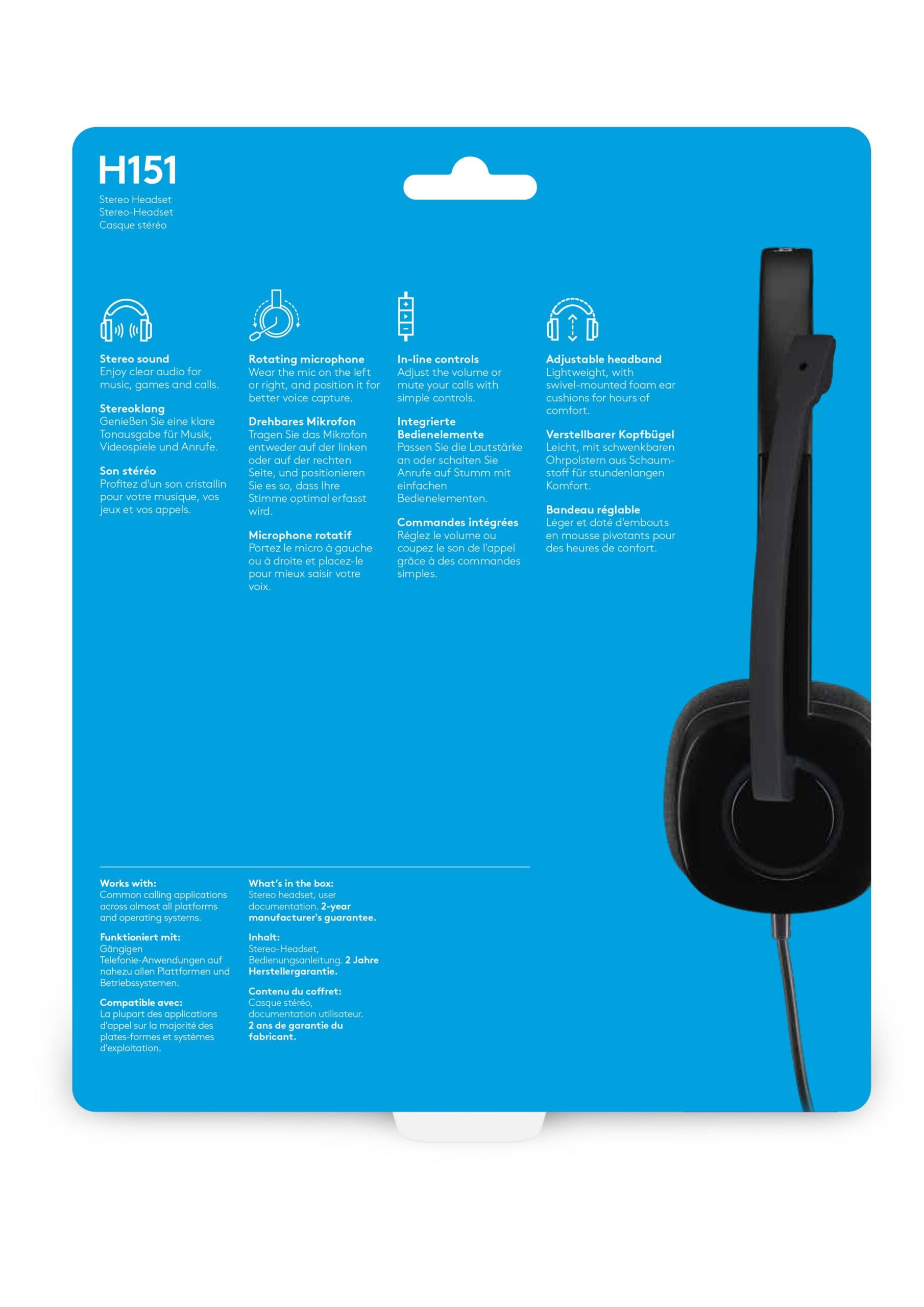 Logitech H151 Stereo Headset With Noise-Cancelling Mic Black 981-000589 - Image 7