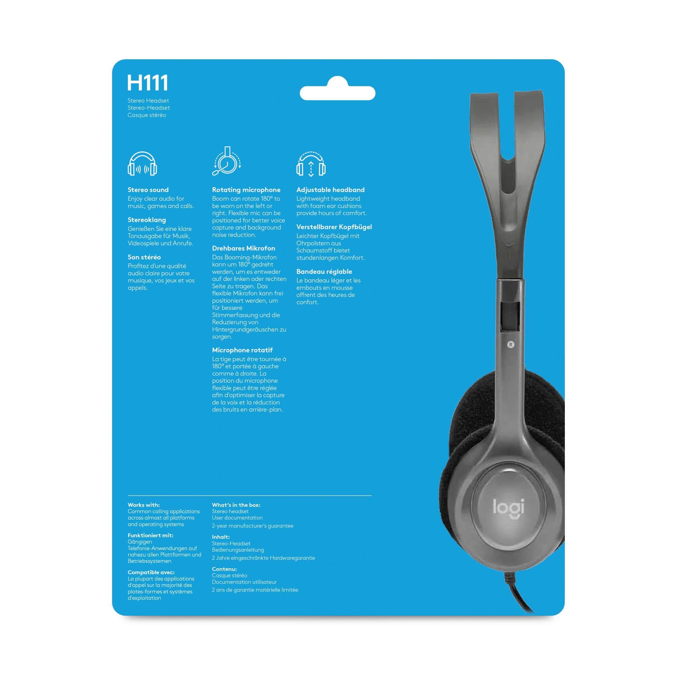 Logitech H111 Headphone - Stereo 981-000593 - Image 7