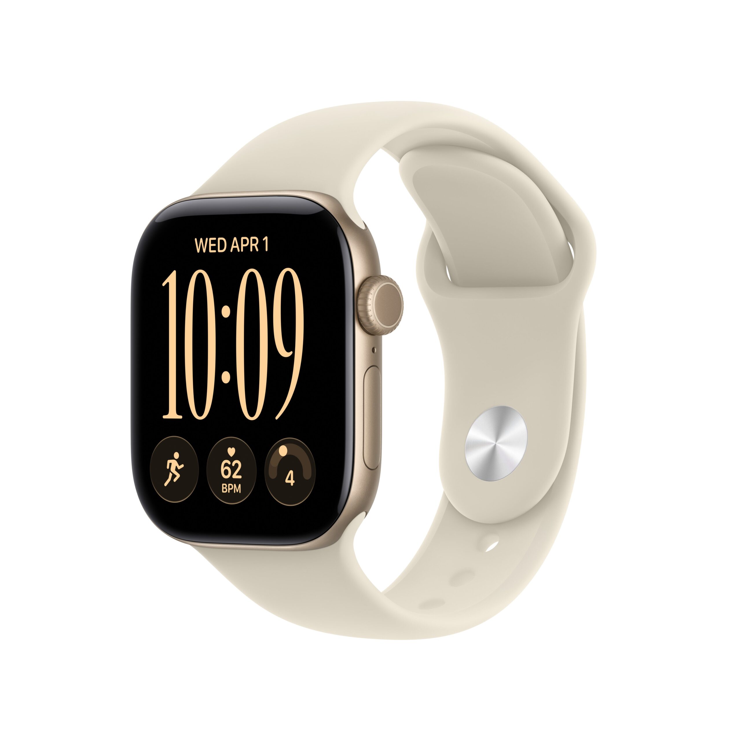 Apple Watch Series 12 GPS 42mm Light Gold Aluminium Case with Sand Sport Band - S/M