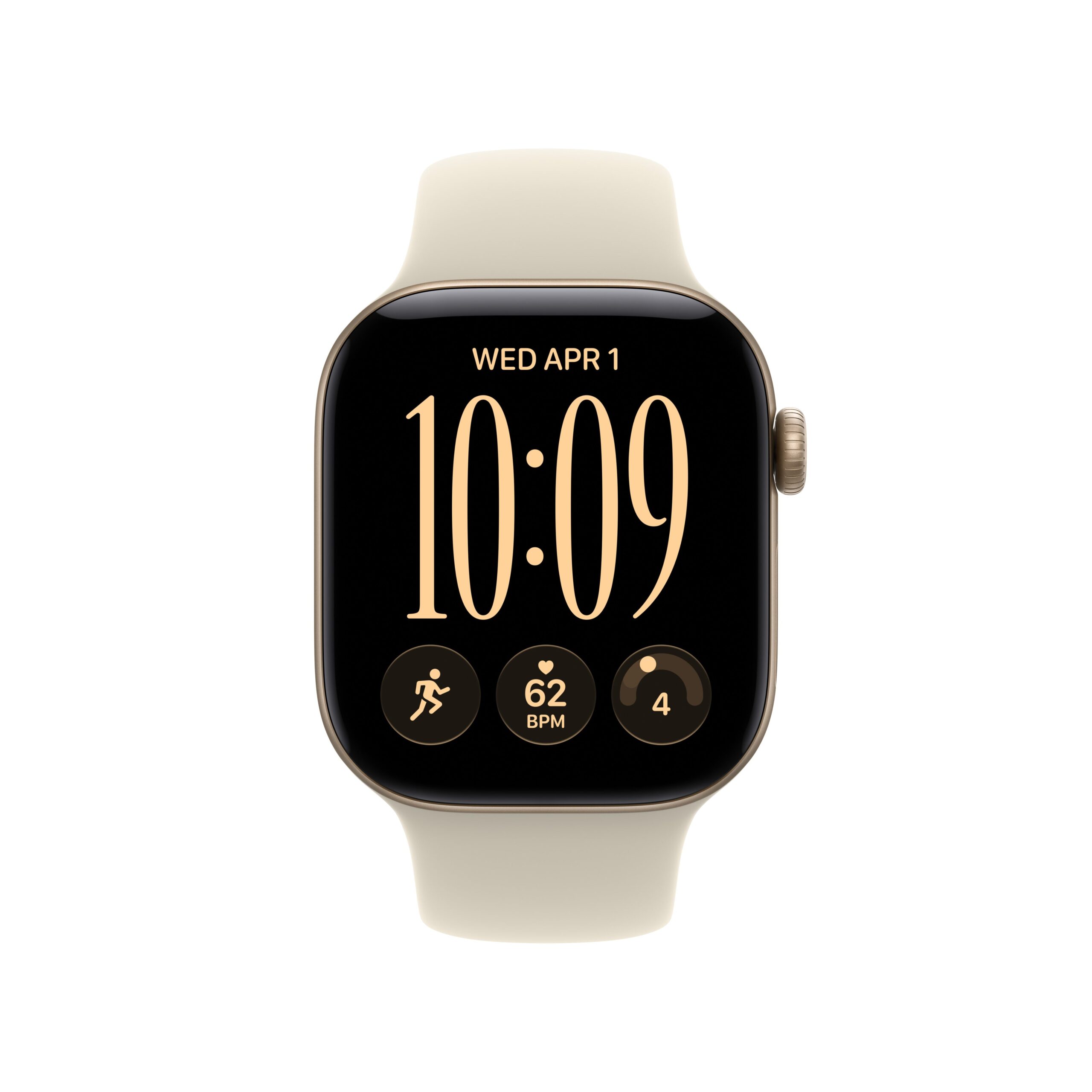 Apple Watch Series 12 GPS 46mm Light Gold Aluminium Case with Sand Sport Band - S/M - Image 2