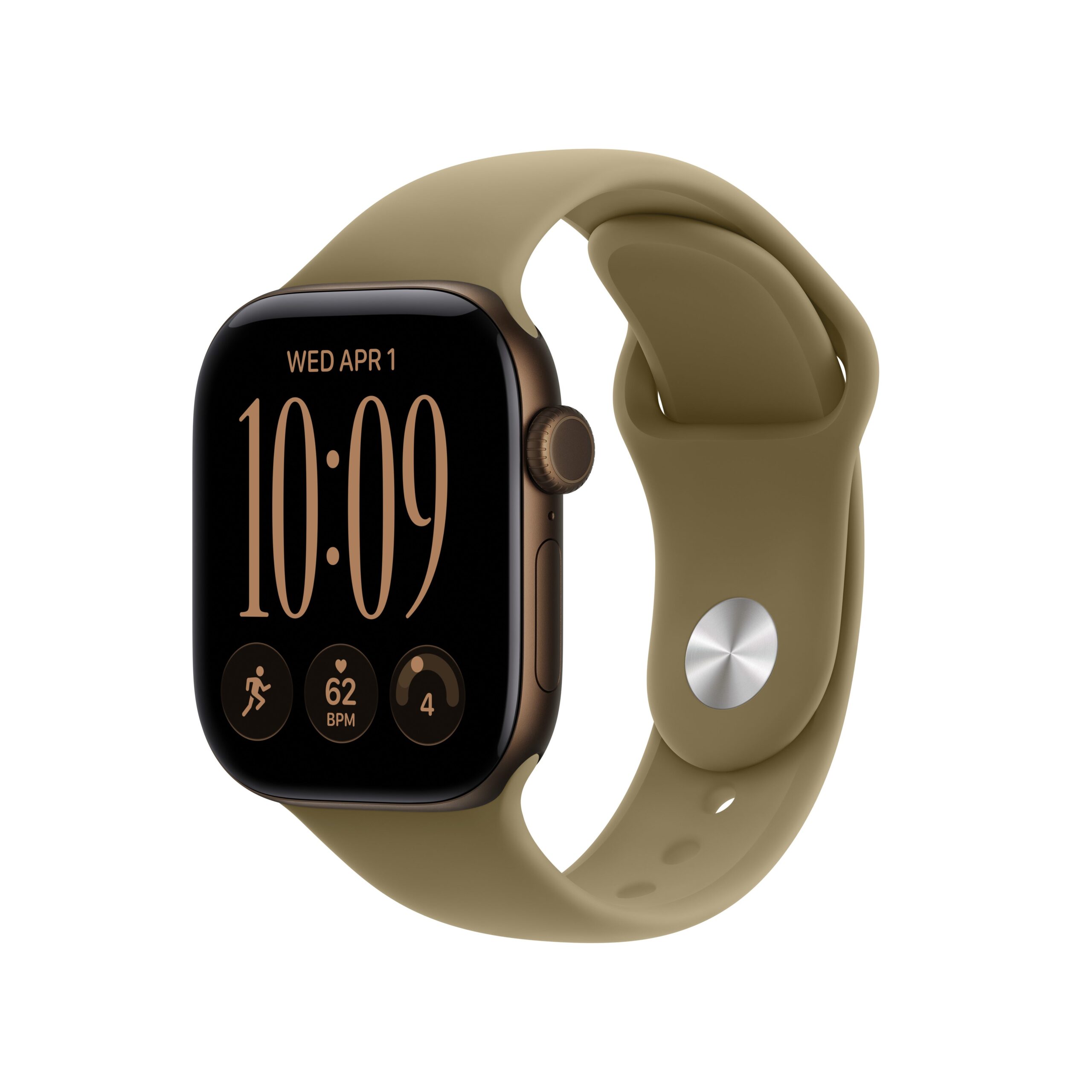 Apple Watch Series 12 GPS + Cellular 42mm Dark Bronze Aluminium Case with Olive Sport Band - S/M