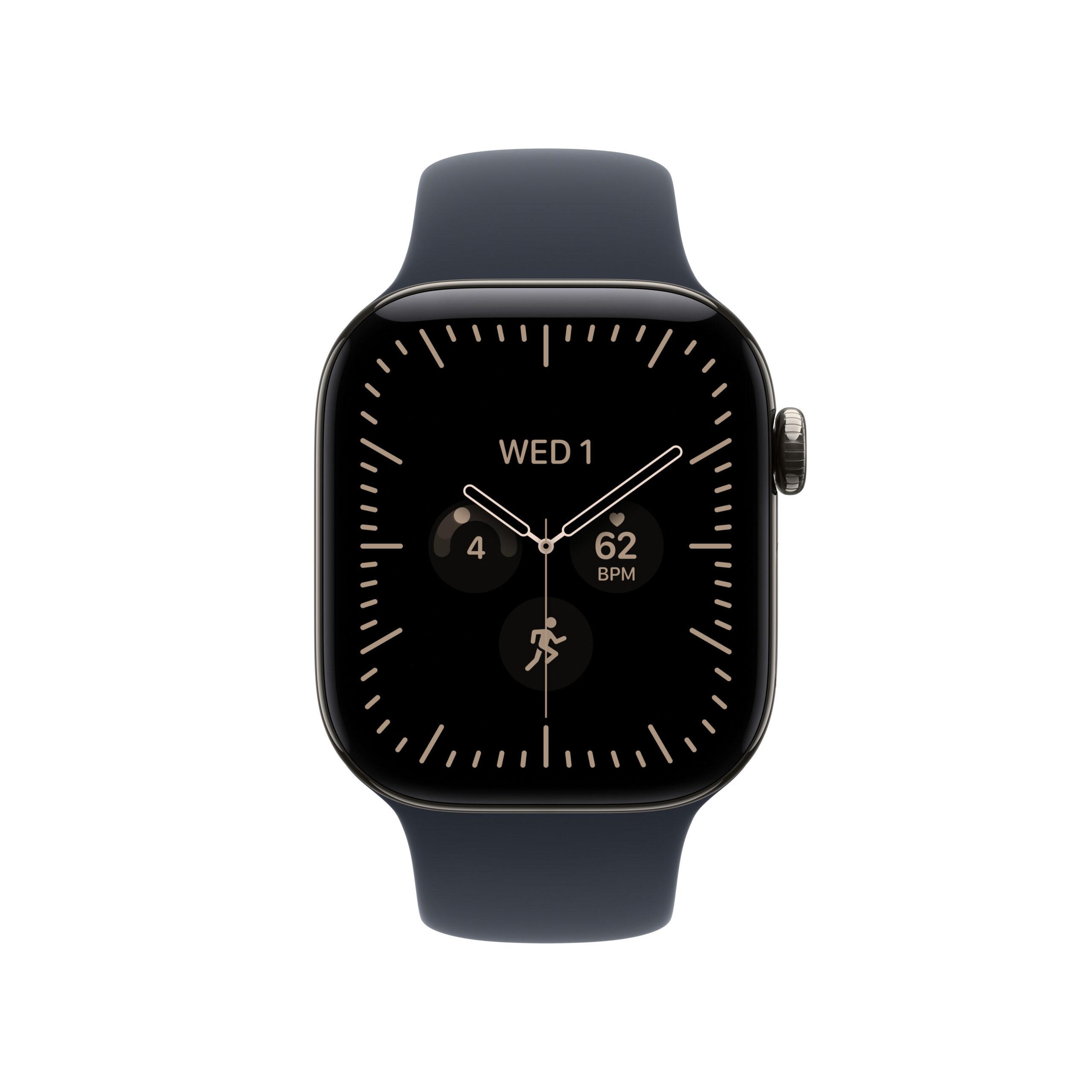 Apple Watch Series 12 GPS + Cellular 42mm Natural Titanium Case with Navy Blue Sport Band - S/M - Image 2