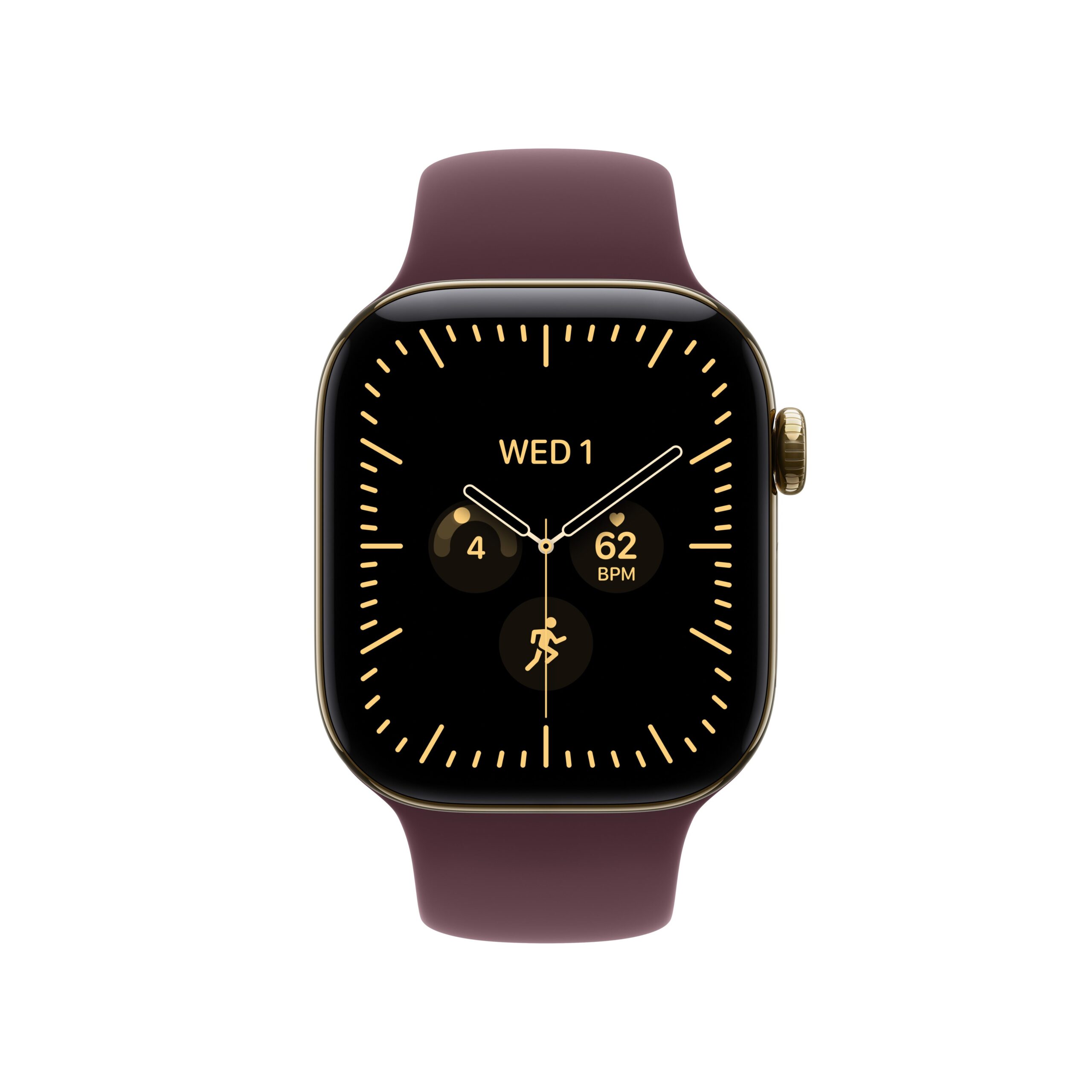 Apple Watch Series 12 GPS + Cellular 42mm Radiant Gold Titanium Case with Burgundy Sport Band - S/M - Image 2