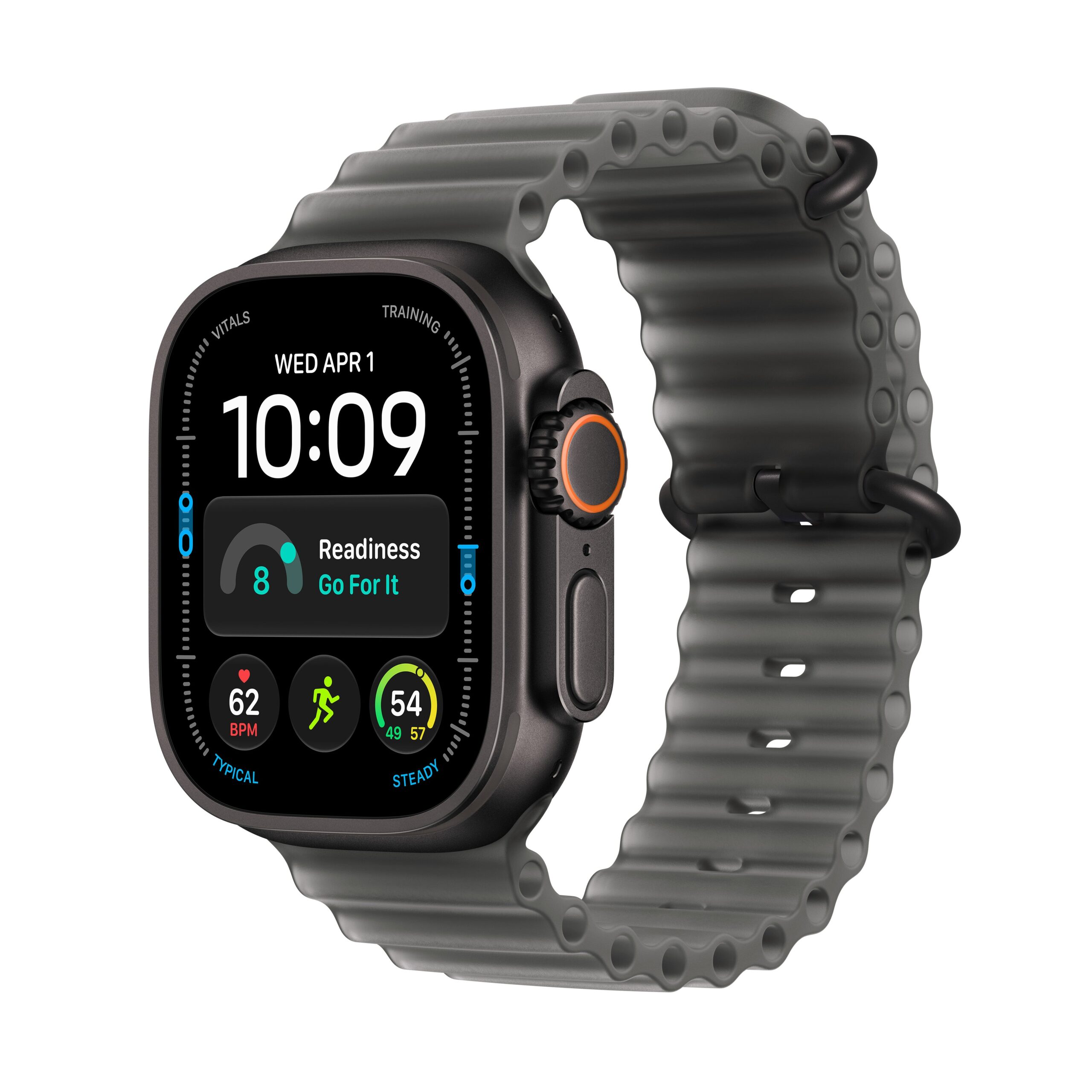 Apple Watch Ultra 4 GPS + Cellular 49mm Black Titanium Case with Translucent Black Ocean Band