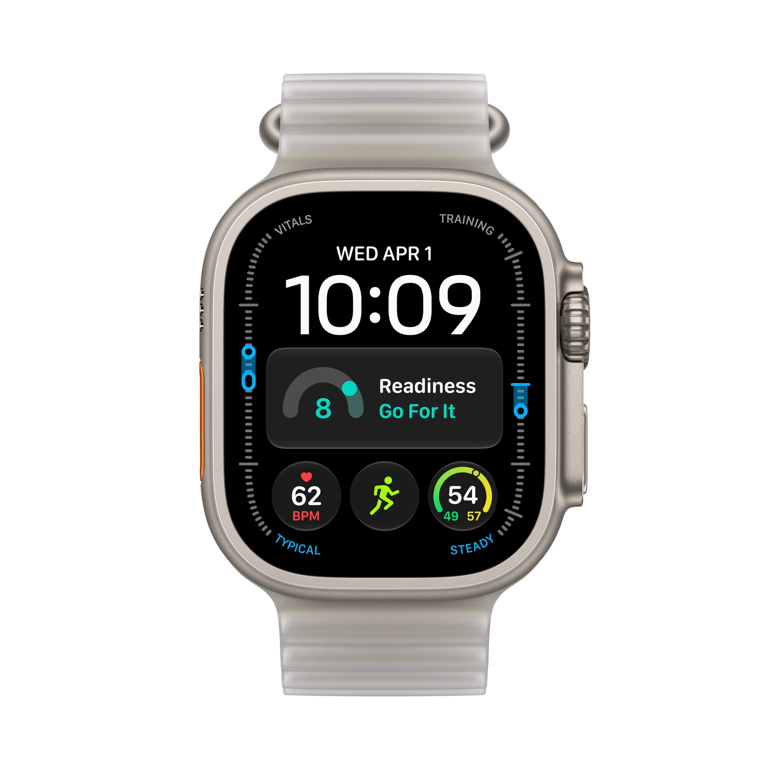 Apple Watch Ultra 4 GPS + Cellular 49mm Natural Titanium Case with Translucent Grey Ocean Band - Image 2