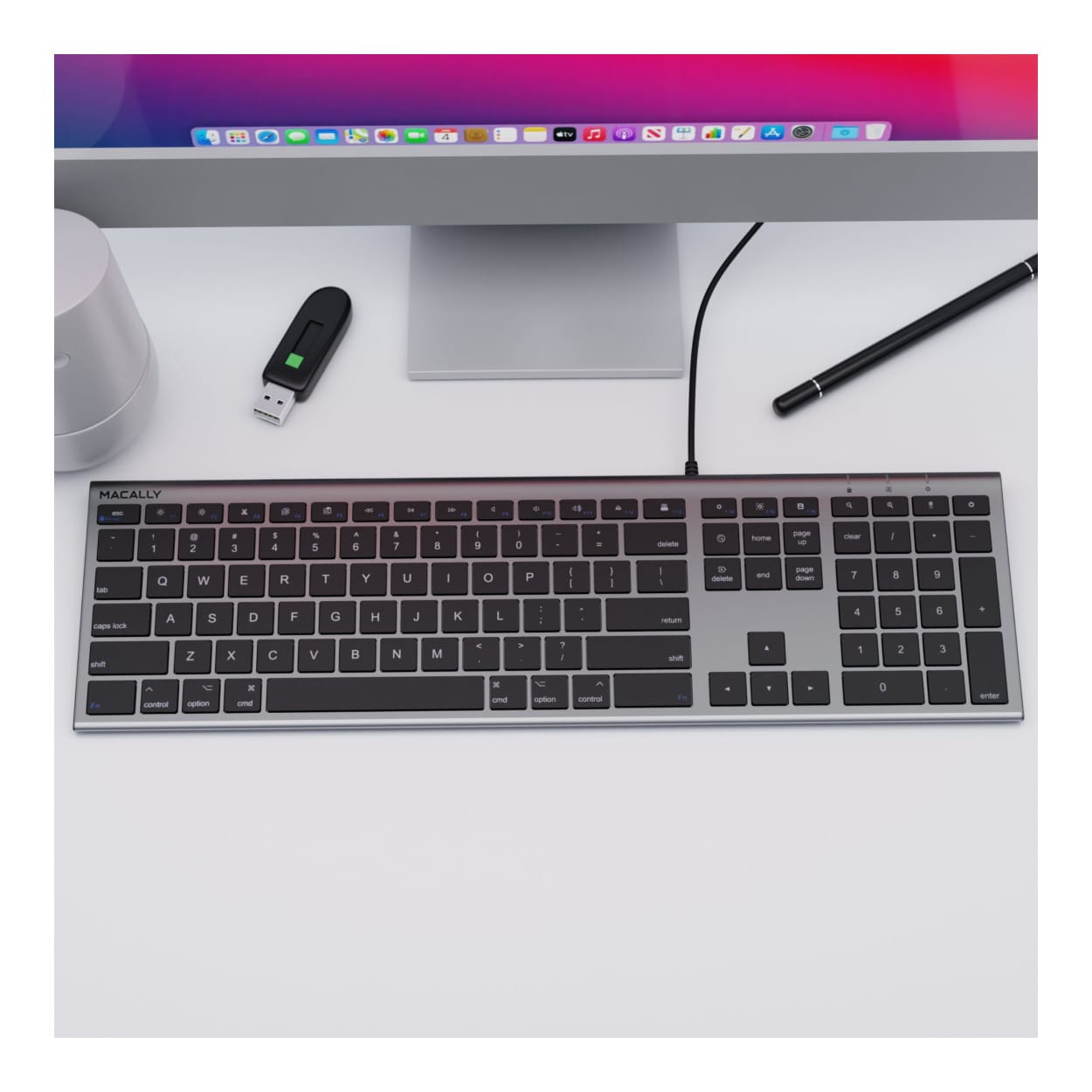 Macally ACEKEYSG Everyday Wired Keyboard Space Grey - Image 9