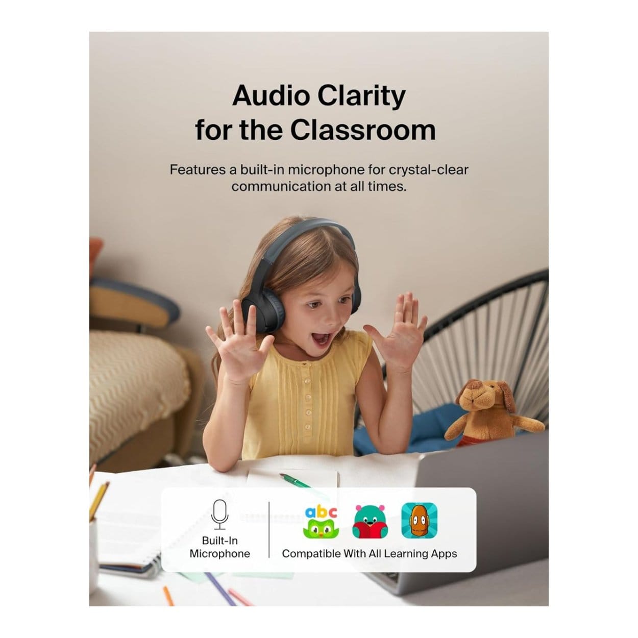 Belkin Soundform Mini Kids Wireless Headphones Black with Case AUD001HQBKV3CS - Image 5