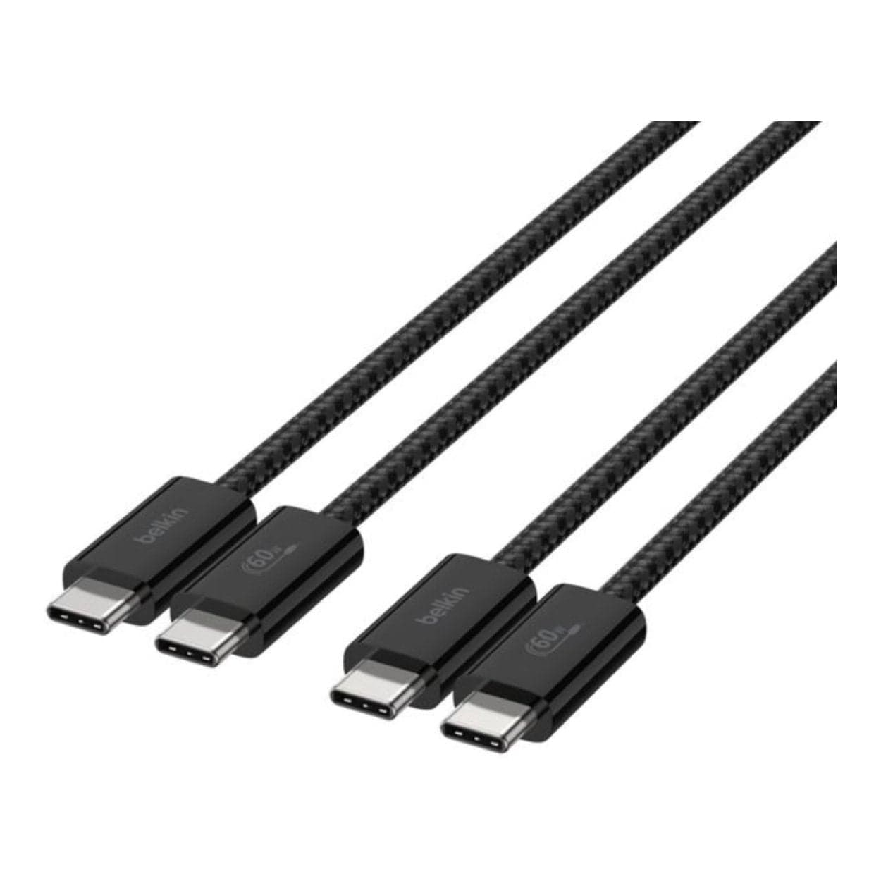 Belkin BoostCharge 60W USB-C to USB-C Cable 2-pack Black BBD008HQ05BK2PK - Image 2