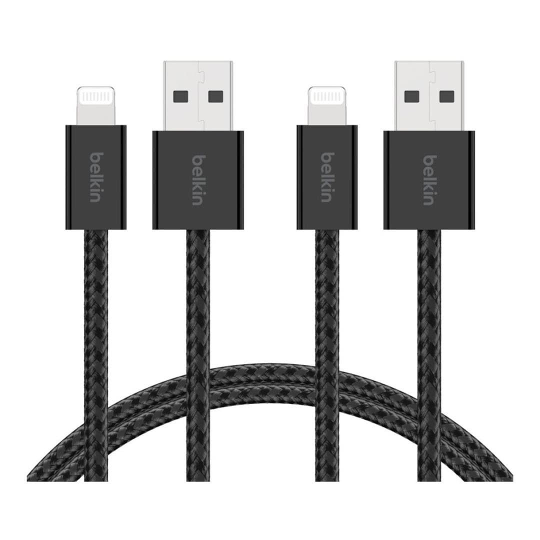 Belkin 2m BoostCharge USB-A Cable with Lightning Connector 2-pack Black BBD012HQ05BK2PK