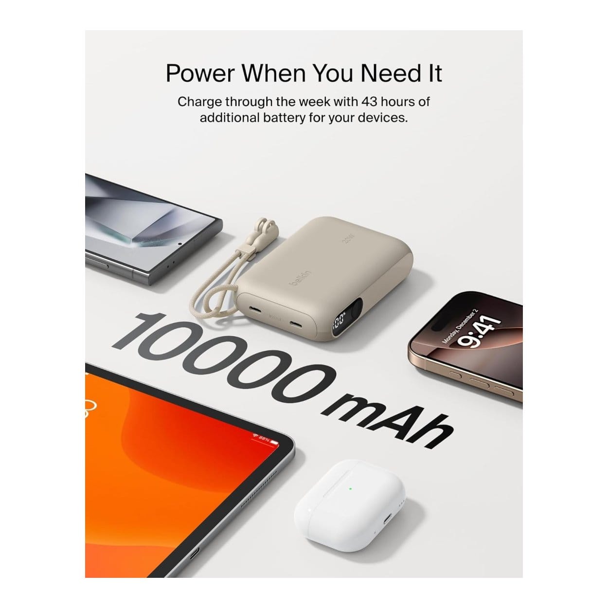 Belkin BoostCharge 10000mAh Sand Powerbank BPB027HQSD - Image 9