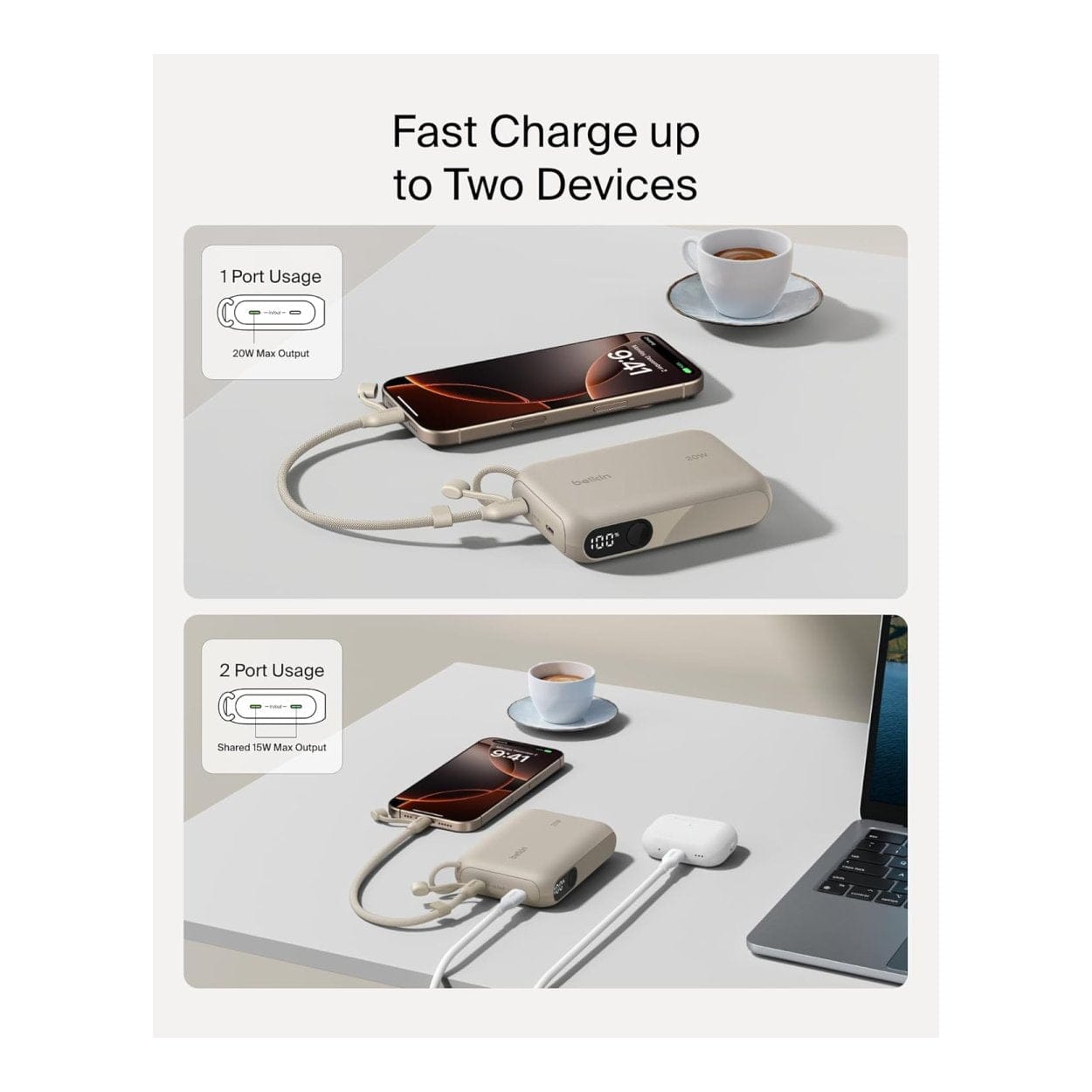 Belkin BoostCharge 10000mAh Sand Powerbank BPB027HQSD - Image 8