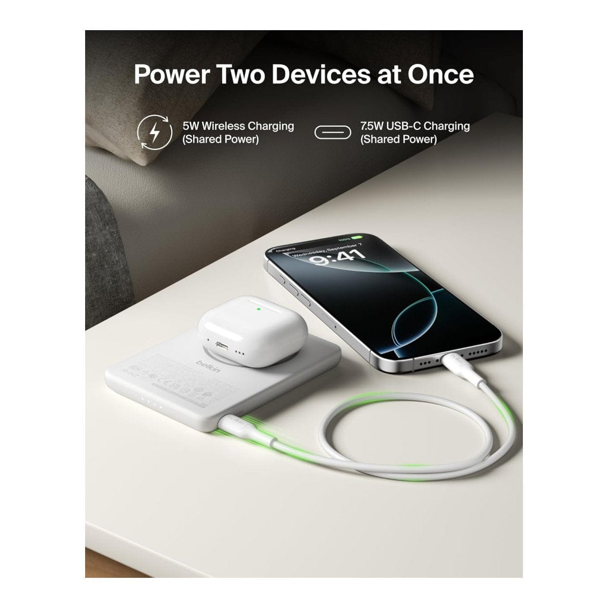Belkin BoostCharge 5000mAh Slim Magnetic Powerbank White BPD010HQWH - Image 8