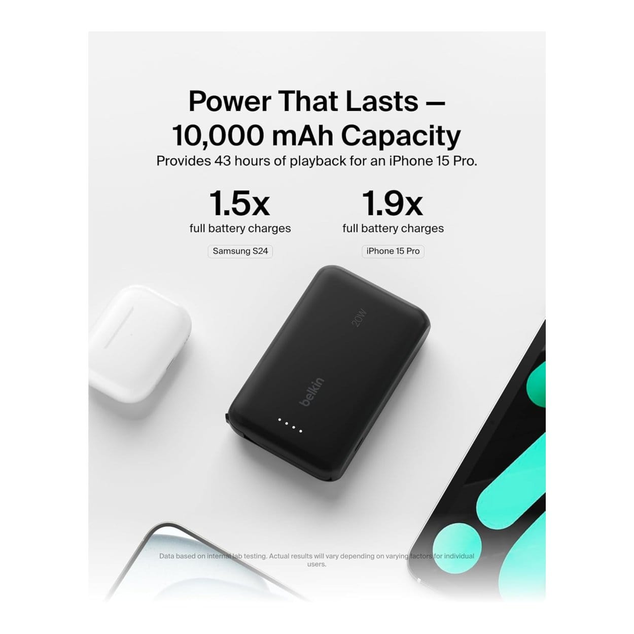 Belkin BoostCharge 10000 mAh Power Bank Black BU041KQBK - Image 4