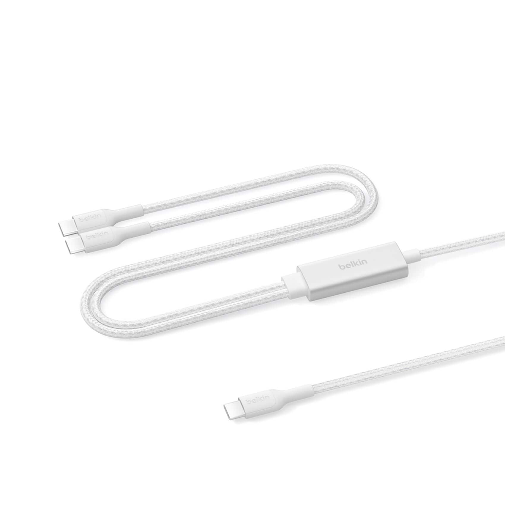 Belkin 140W BoostCharge Pro Braided USB-C to Dual USB-C Cable White CAC004HQ1.5MWH - Image 2
