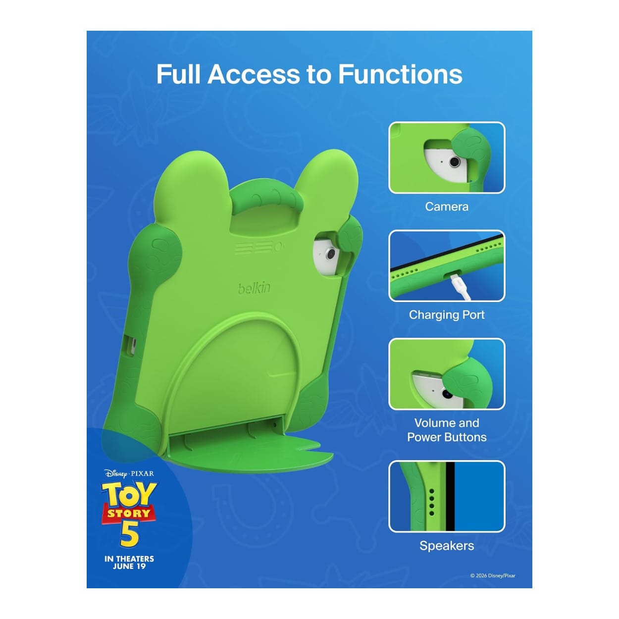 Belkin Disney and Pixar Toy Story 5 Lilypad Tablet Protective Case for iPad A16 11 and 10.9 EVA003HQGR-PX - Image 9