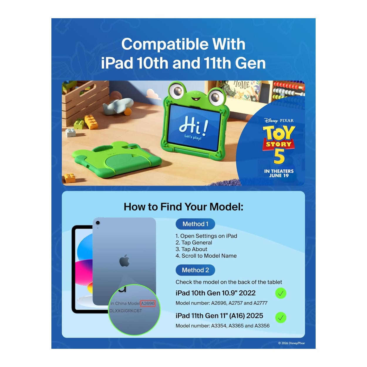 Belkin Disney and Pixar Toy Story 5 Lilypad Tablet Protective Case for iPad A16 11 and 10.9 EVA003HQGR-PX - Image 3