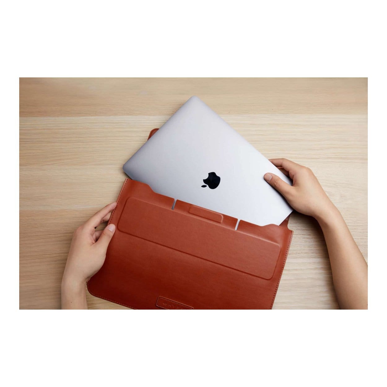 Hyper HyperShield Stand & Go Sleeve for 15-16-inch MacBook Pro and Air - Tan HS595-16T - Image 3