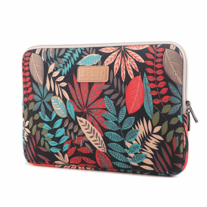 Tuff-Luv Lisen Botanical Forest 15-inch Canvas Notebook Sleeve Case - Black LEAFBLK15