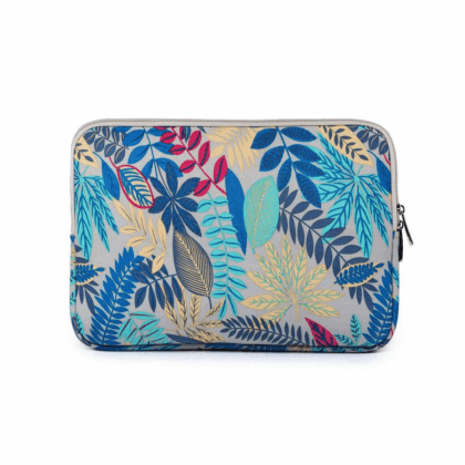 Tuff-Luv Lisen Botanical Forest 14-inch Canvas Notebook Sleeve Case - Blue LEAFBLU14