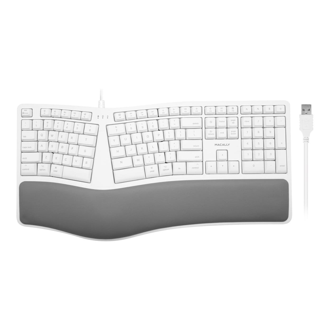 Macally Ergonomic Wired USB-A Keyboard with Palm Rest MERGOKEY - Image 2